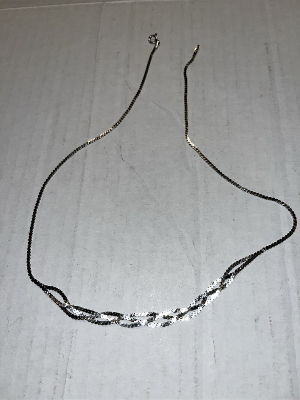 925 STERLING SILVER 17”S-LINK WOVEN CHAIN NECKLACE FINE JEWELRY Preowned